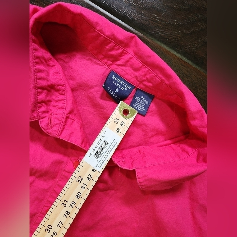 Mountain Lake Womens Button Up Pink 3X Long Sleeved Blouse - Picture 6 of 9